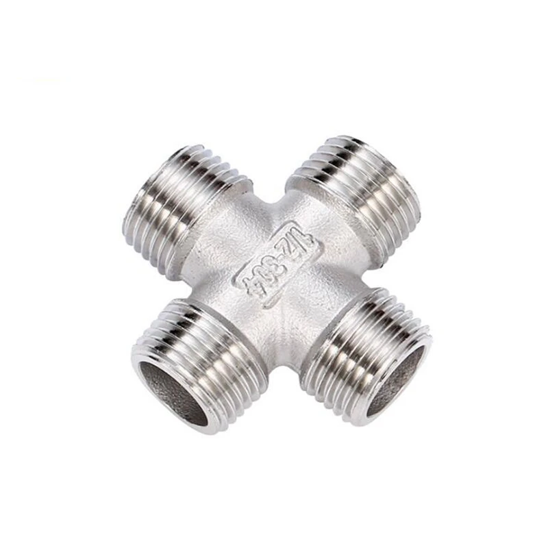 1/4'' - 2'' BSP Male Thread Equal Cross Type 304 Stainless Steel DN8 - DN50 Water Pipe Fitting Joint 4 Ways Connector