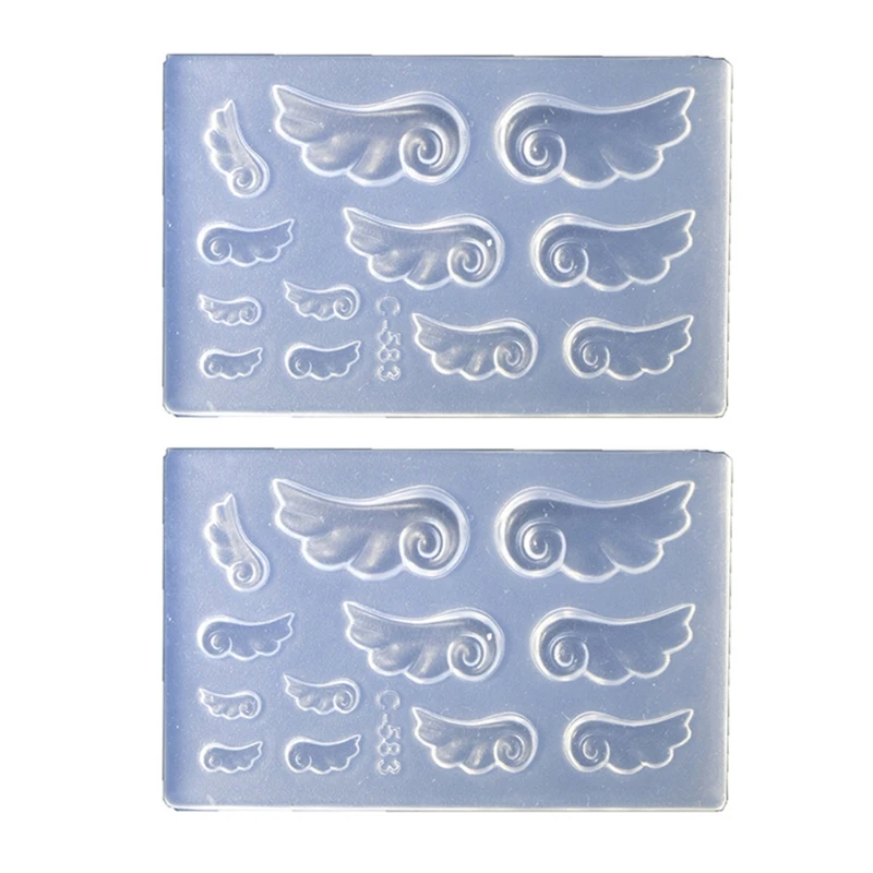 2 Pcs Angel Wing Epoxy Resin Mold Nail Decorations Silicone Mould DIY Crafts Jewelry Casting Tool