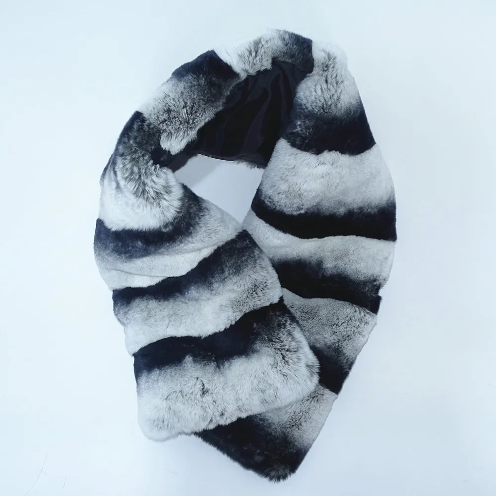 chinchilla Real Rex  Fur neck female Natural fur Whole skin Rex Rabbit Scarf  Low-price sales are limited