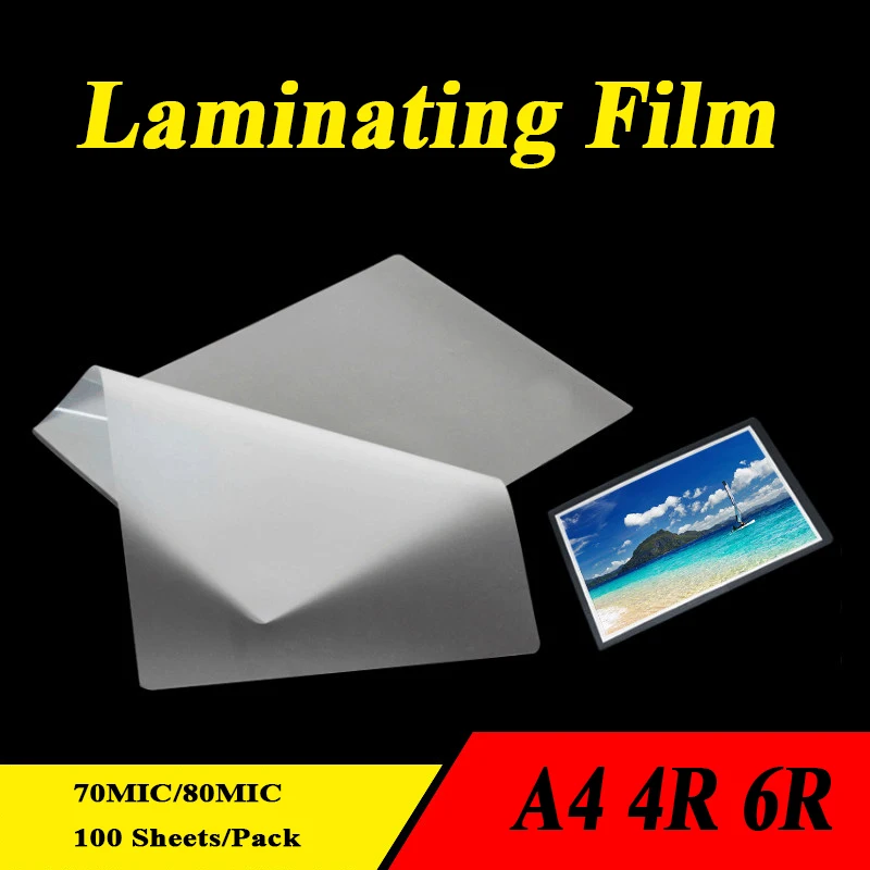 Película laminadora PET EVA Plastifieuse, Material de 100 hojas para fotos/archivos/tarjetas/laminación de imágenes, 80mic, A4, 3R, 4R, 5R, 6R