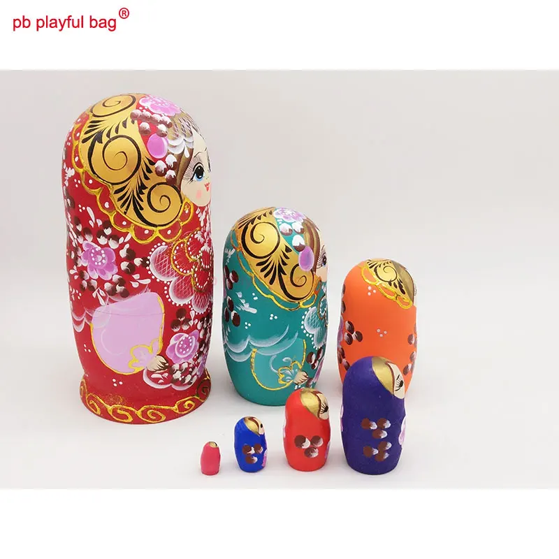 Sieben Schicht Rot Gold Seide Mädchen Russische Puppen Holz DIY Kinder Spielzeug Set Handwerk Liebhaber Geburtstag Geschenk Russische Nesting Puppe HG71