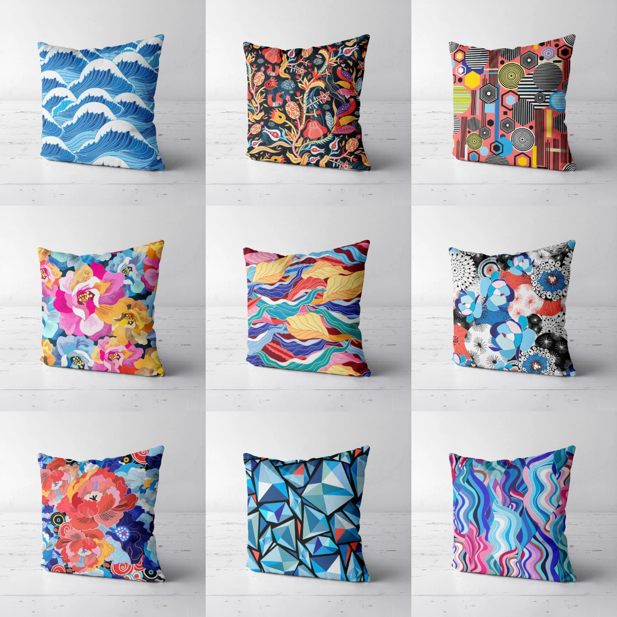 Japanese Retro Floral Pillowcase Vintage Geometry Print Cushion Covers Livingroom Bedroom Decor Sofa Chairs Throw Pillows Cover