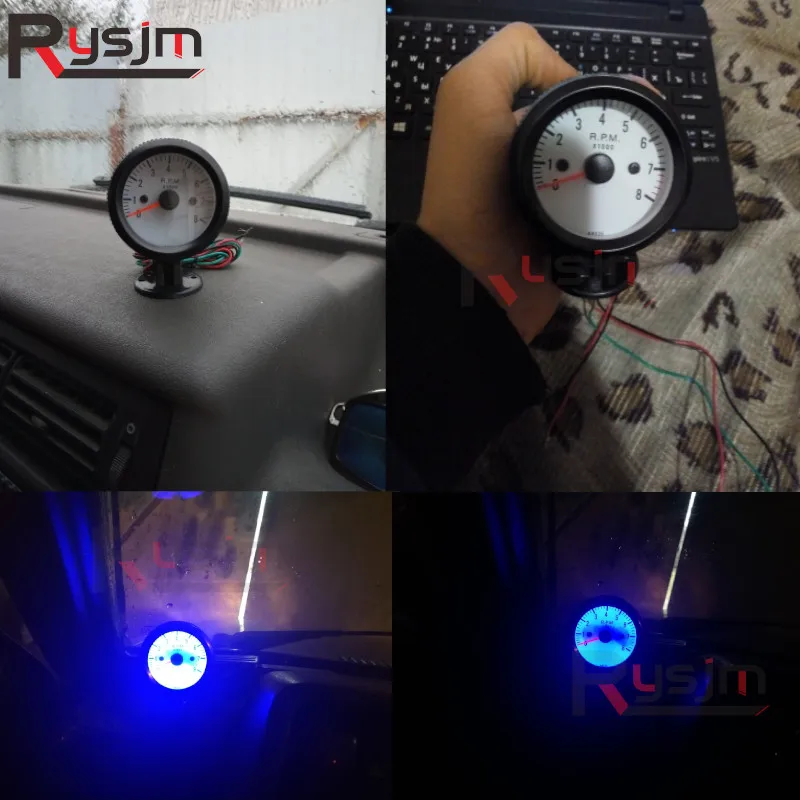 0-8000RPM Tachometer 52MM Tacho Gauge fit 4/6/8 Cylinder Gasoline Racing Car with Blue LED Backlight Tacho Meter 12V tacometro