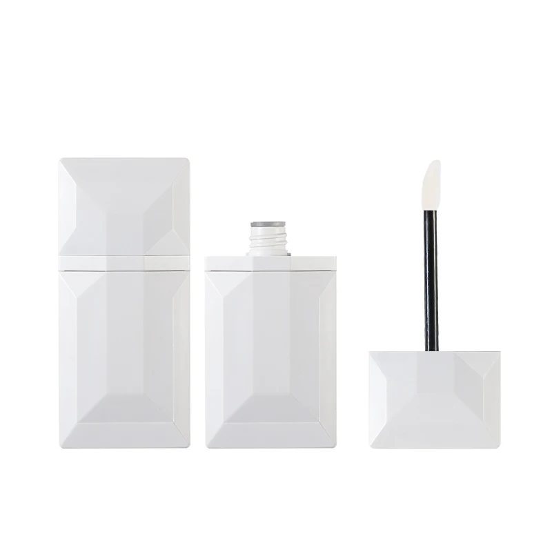 4ml White Square Flat Diamond Lipgloss Packaging Empty Bottle Black Wand Plastic Container Cosmetic Lip Gloss Tubes 30pcs 50pcs