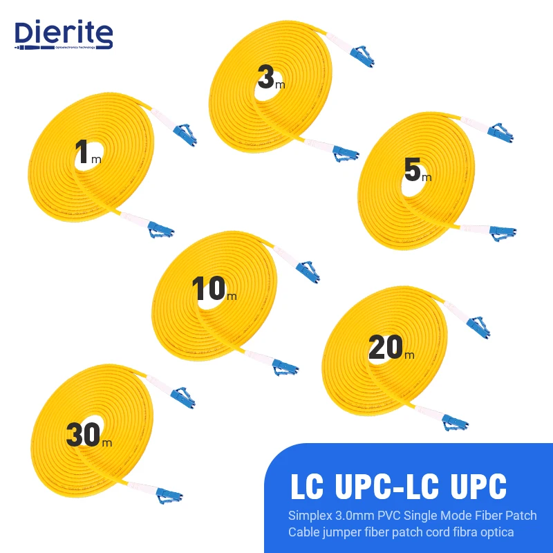 Simlex 3.0mm PVC Single Mode LC UPC to LC UPC Fiber Patch Cord Jumper Fiber Patch Cord Fibra Optica Stable Transmission 3m 5m