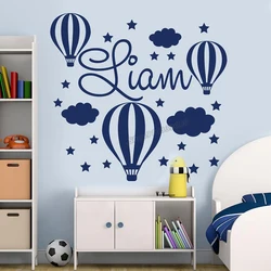 Custom Name wall decal baby room decor boy name decal airballon cloud and star Wall Sticker boy Room nursery decor sticker B033