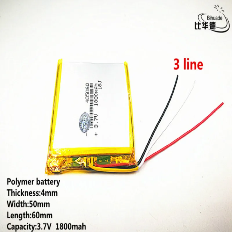 10pcs/lot 3 line Good Qulity 3.7V,1800mAH,405060 Polymer lithium ion / Li-ion battery for TOY,POWER BANK,GPS,mp3,mp4