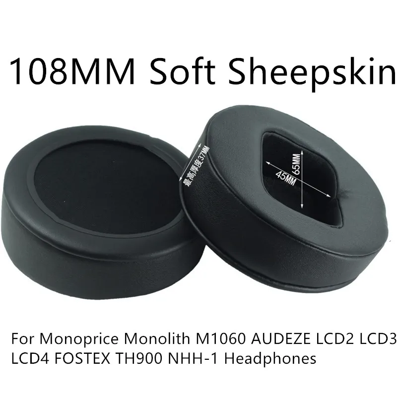 108MM miękka kożuch skośna poduszki piankowe wysokiej jakości skórzane nauszniki do słuchawek Monoprice Monolith M1060 AUDEZE LCD2 LCD3 LCD4