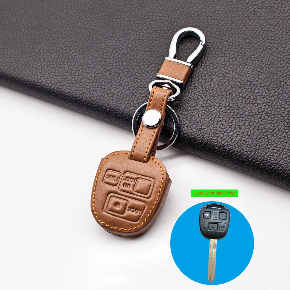 New Style Leather Car Key Cover Case For Toyota Avensis Camry Corolla For Lexus 3 Buttons Remote Key Jacket