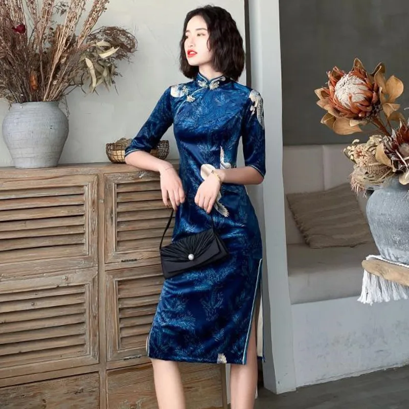 Modern New Improve Slim Qipao Chinese Dress Women Hanfu Ethnic Style Vintage Traditional Harajuku Femal Fashion Sexy Cheongsam