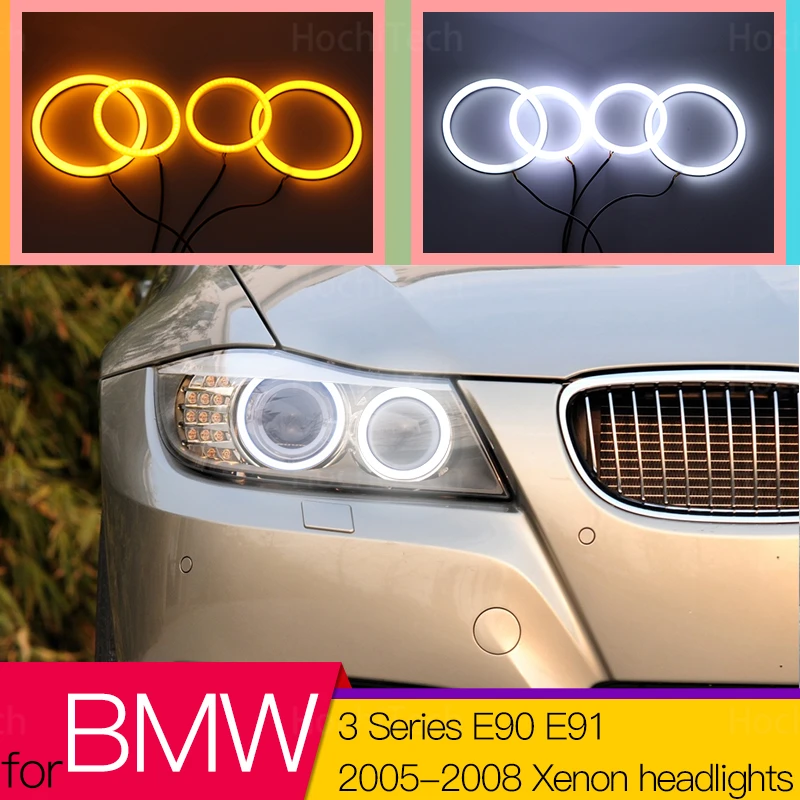 Switchback Cotton Light LED Angel Eye Dual Color For BMW 3 Series E90 E91 2005 2006 2007 2008 Xenon Headlights