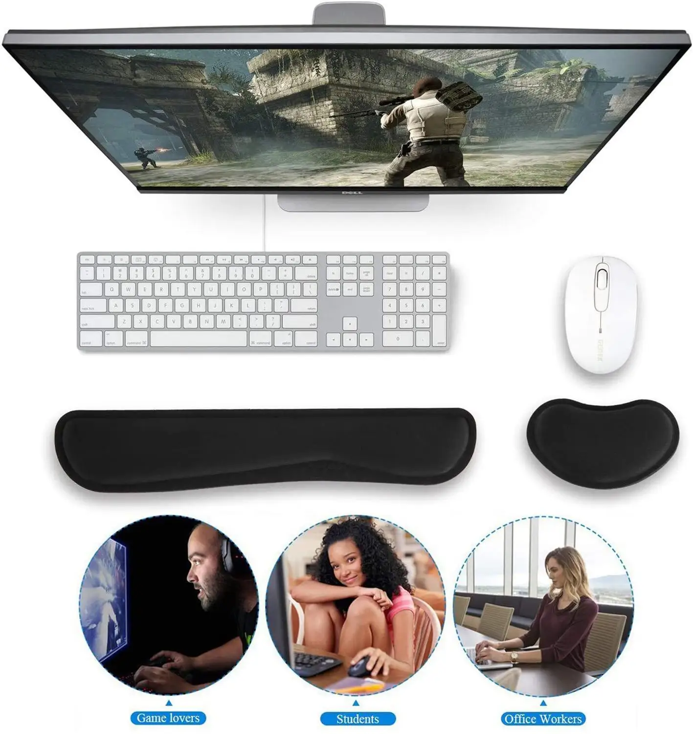 RAKOON Mouse Pad with  Wrist Rest Non-Slip Base Wrist Rest Pad Ergonomic Mousepad for Typist Office Gaming PC Laptop