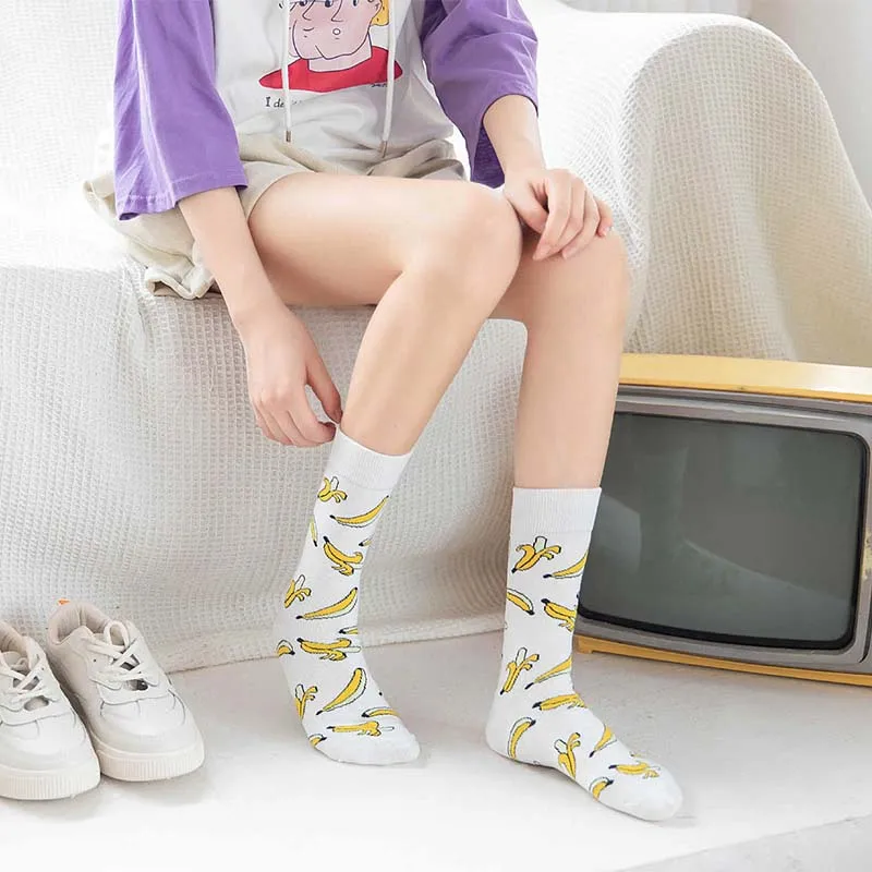 Korean style fashion Harajuku street hip hop socks unisex Funny Men Socks happy skateboard flame Women socks