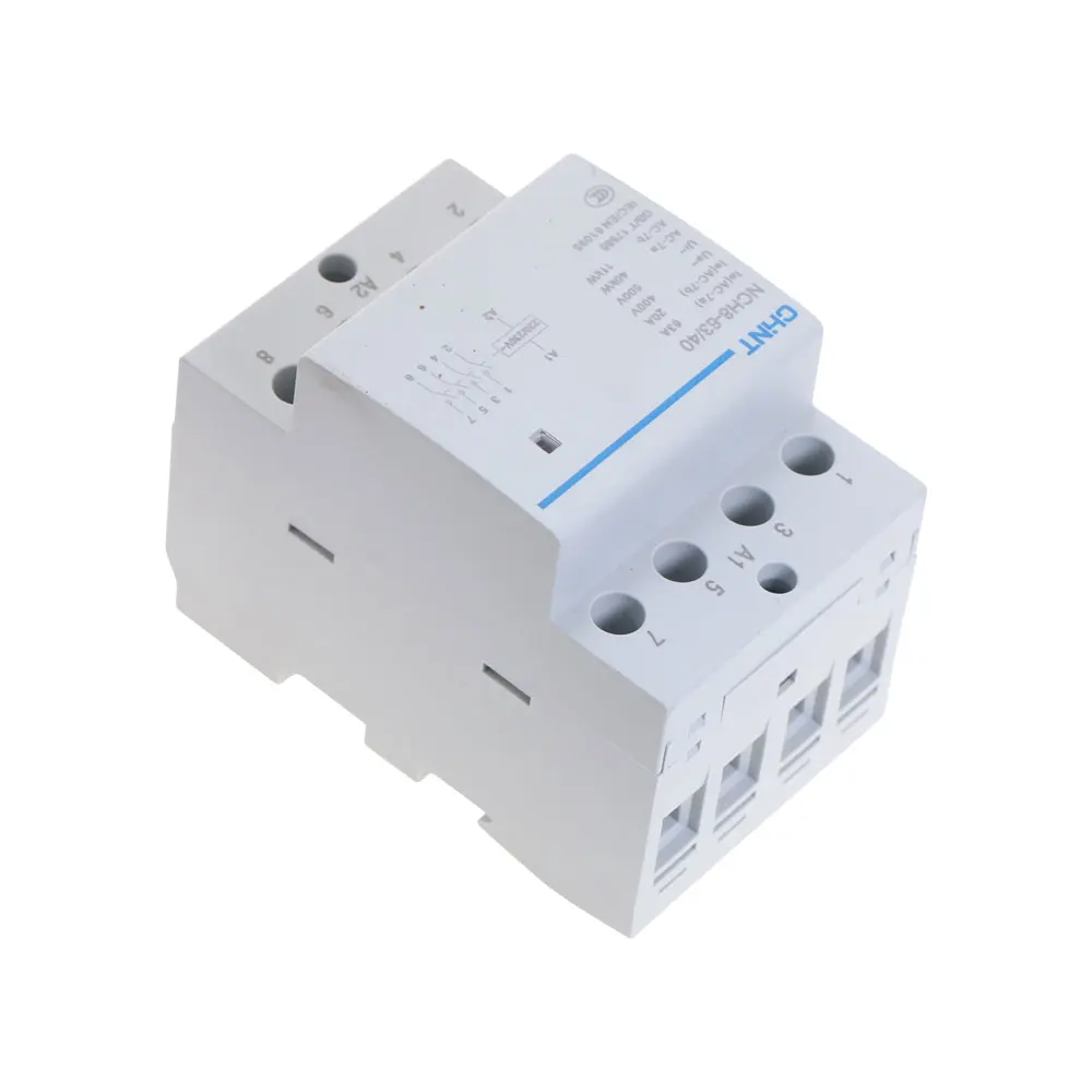 Contacteur modulaire domestique, Contacteur à courant alternatif modulaire NCH8-63 CHNT/40 4 pôles 63A 4NO sur rail DIN
