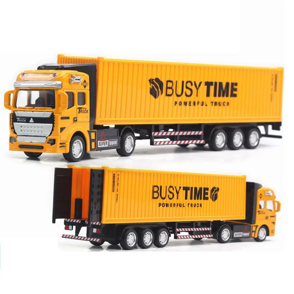 1/48 Container Transport Truck Model Diecast Vehicle Model Pull Back Body Separation Door Can Be Opened Kids Toy Gift Collection