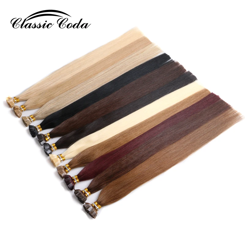 Extensions de cheveux naturels Remy à cuticule classique Coda, 1 g/s, 20 pouces, 22 pouces, couleur brune, kératine, pré-collées