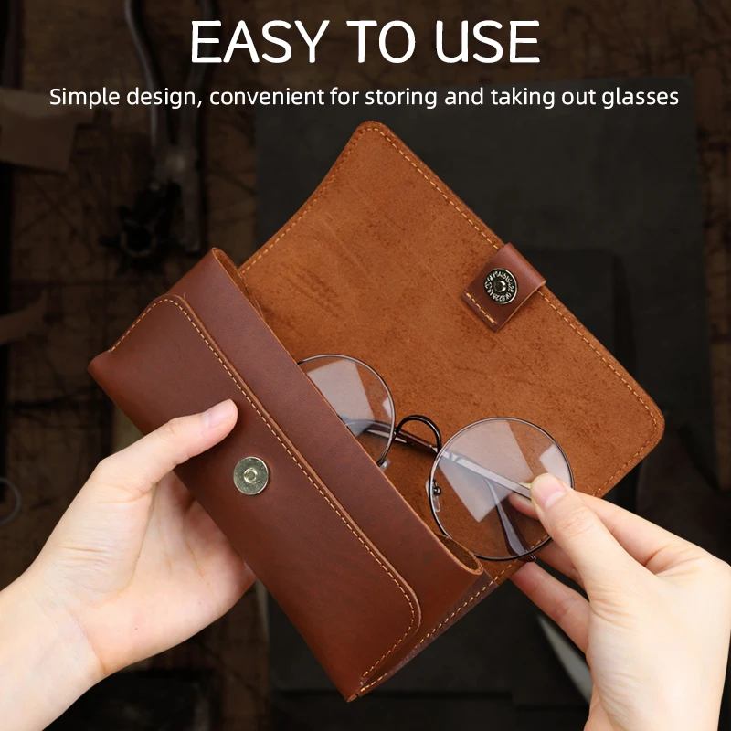 Vintage Cow Leather Glasses Box Handmade Sunglasses Holder Eyeglasses Organizer Bag Genuine Leather Eye Glasses Case Cover - Image 6