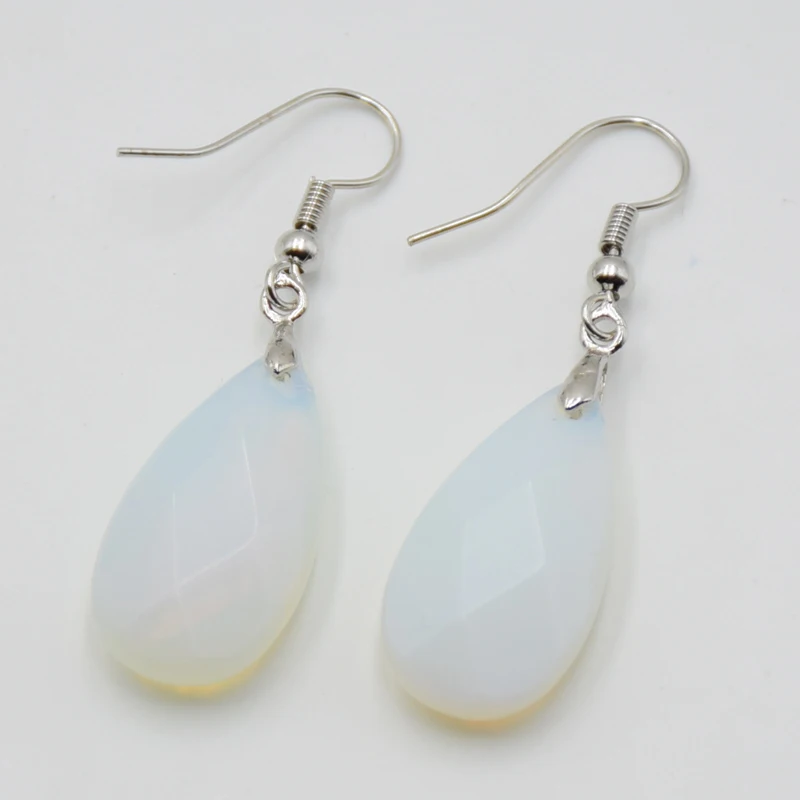 Natural Stone Water Drop Earrings Multi-faceted Beads Pendants Earring Opal Crystal Quartzs Healing Stones Ear Jewelry for Women