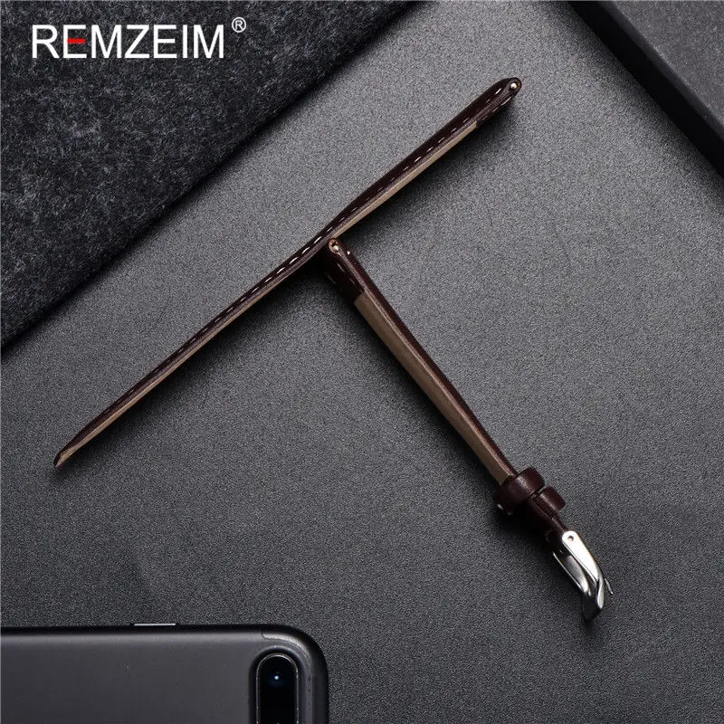 REMZEIM Hot Sale Genuine Leather Watchband 16/18/20/22/24mm For Women Men Calfskin Watch Strap Wrist Belt Bracelet + Tool