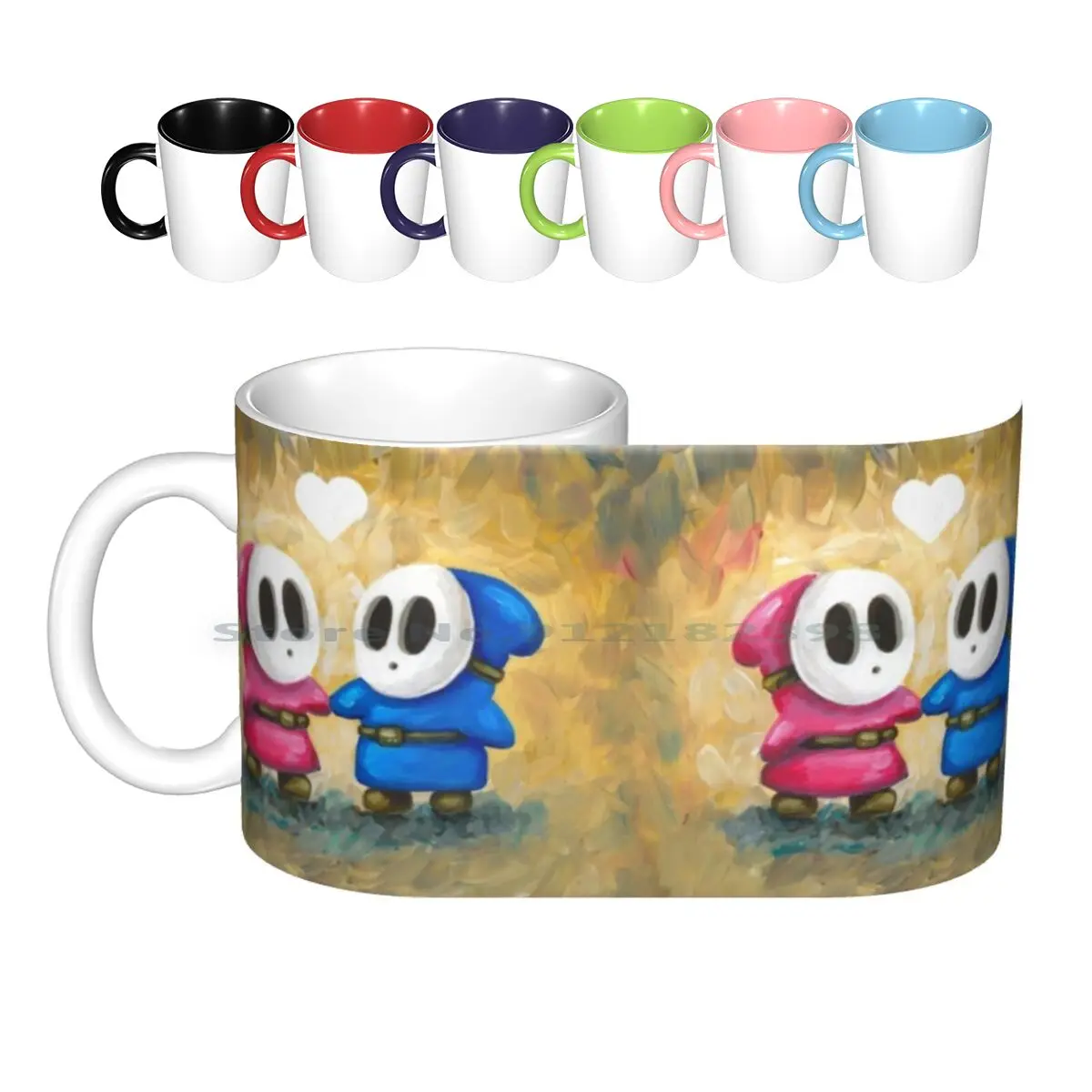 Shy Guys In Love! Ceramic Mugs Coffee Cups Milk Tea Mug Shy Guys Super Bros Fan Art Shyguy Shy Guy Shyguy Shyguys Love Couple