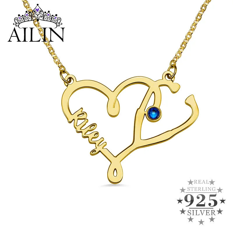 

AILIN 925 Sterling Silver Heart Stethoscope Custom Name Necklace Zircon Women Doctors Jewelry Gifts For Nurses Medical Students