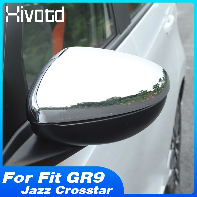 Car Rearview Mirror Cover Trim Stickers Exterior Decor Protection Panel Styling Accessories For Honda Fit GR9 Jazz Crosstar 2021