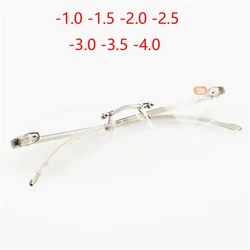 -1.0 -1.5 -2.0 -2.5 -3.0 -3.5 -4.0 Acrylic Lens Rimless Finished Myopia Glasses Women Men TR90 Soft Frame Myopes Lunettes