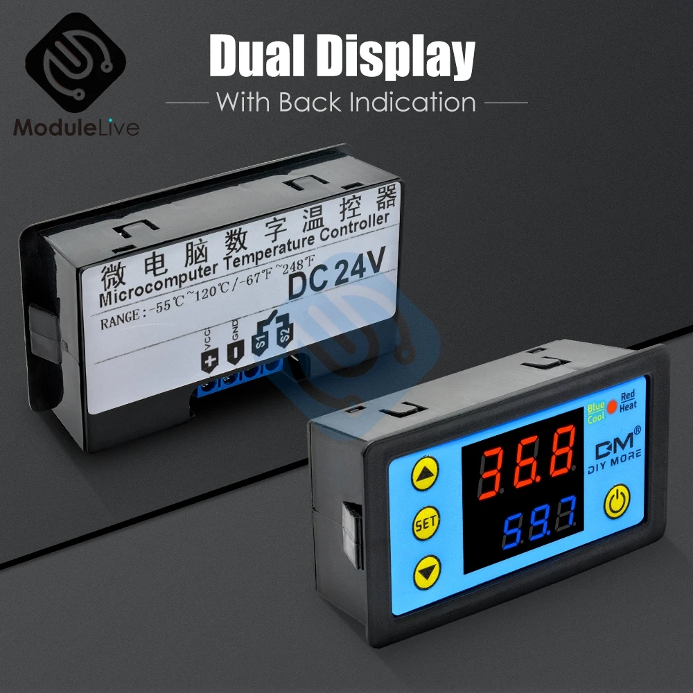 W3231 Temperature Controller Digital LED Dual Display AC 110v-220V DC 12V 24V Thermometer Temp Thermo Controller Ntc Sensor