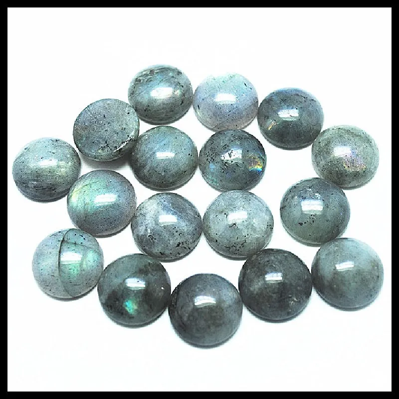 10PCS Natural Import Labradorite Stone Cabochon Beads Accessories Jewelry Parts 6MM 8MM 10MM 12MM 14MM 16MM 18MM 25M Coin Shapes