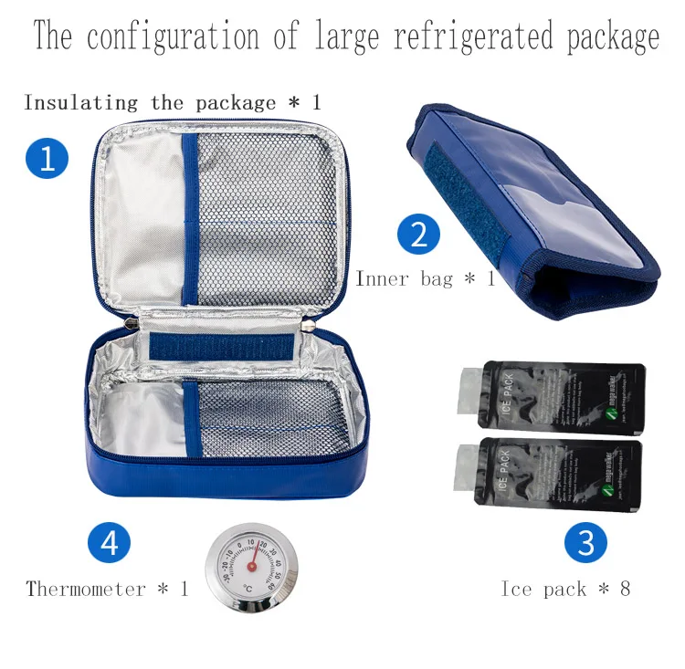 MEGA Kühltasche Tragbare Insulin-Kühltasche Diabetiker Insulin-Reiseetui Größe: 20*9*5 Neuestes Modell PU-Stoff Aluminiumfolie Kühltasche – Detail 16