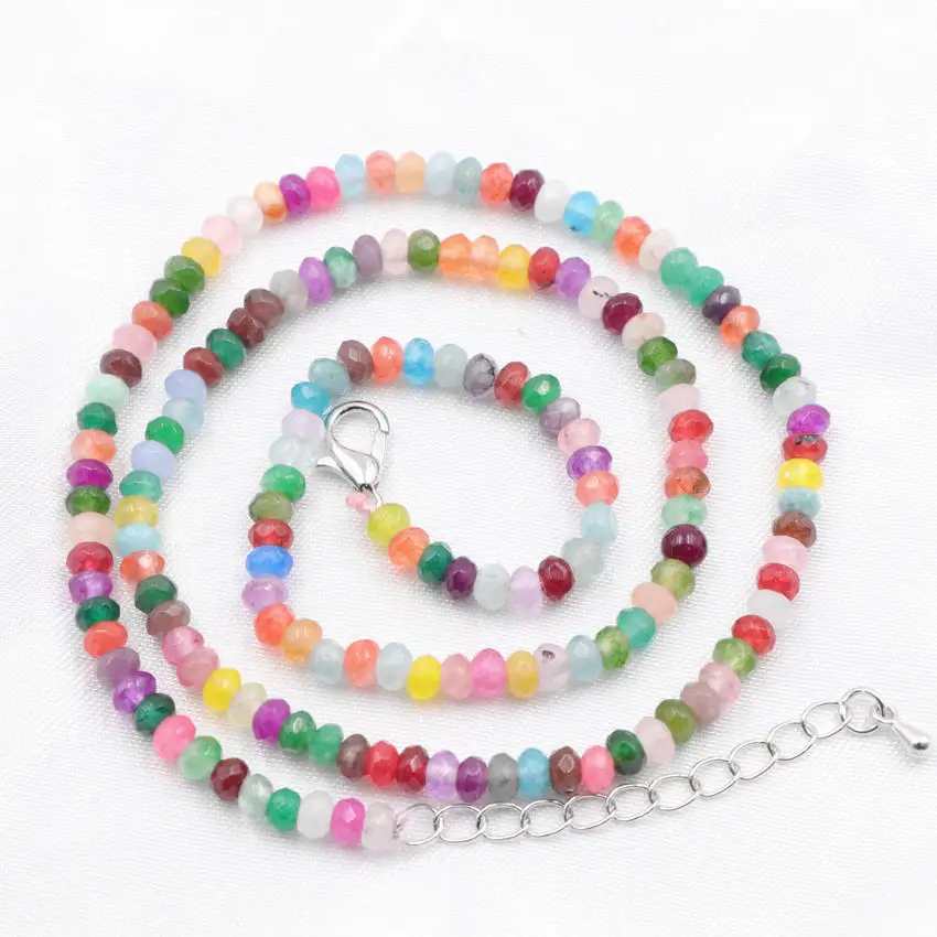 Multicolor Natural Stone Necklace Bracelet for Women Crystal Beads Choker Chain Party Wedding Exquisite Jades Jewelry Gift B107 image 6