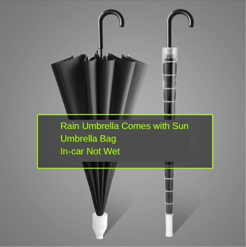 Double automatic vehicle reinforced waterproof umbrella set men and women long handle male wind big black umbrella