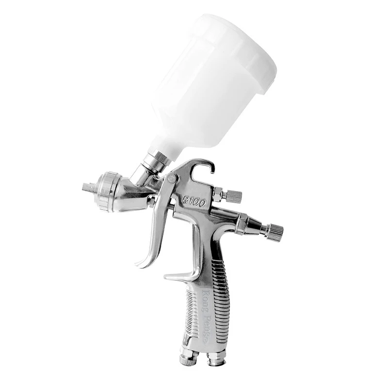 R100สเปรย์ปืน LVLP Air Panit ปืน Airbrush แรงโน้มถ่วงสเปรย์ปืนรายละเอียด Repair1.0MM 120cc Professional สเปรย์