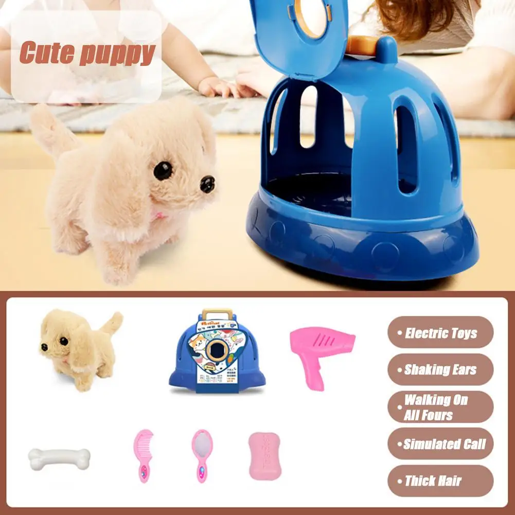 Peluche eléctrico de Animal de peluche para niños y niñas, juego de juguetes interactivos para caminar, casa de juegos, conejo, cachorro, perro