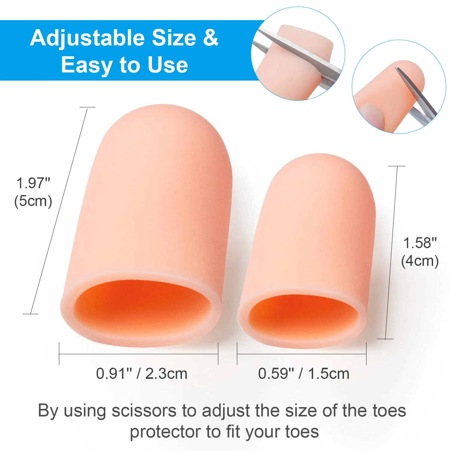 2pcs Silicone Gel Soft Toe Protectors Bunion Toe Sleeves Caps For Prevent Corns Calluses Blisters Foot Care Tool Size S L Z55202