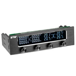 STW Multi-Function PC CPU 4 Channel Fan Controller Speed Control Adjuster LCD Cooling Front Panel