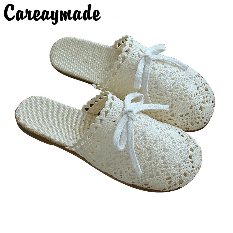 

Careaymade-Cotton and hemp original slippers,lace mesh fisherman's slippers,summer refreshing net red lady's slippers