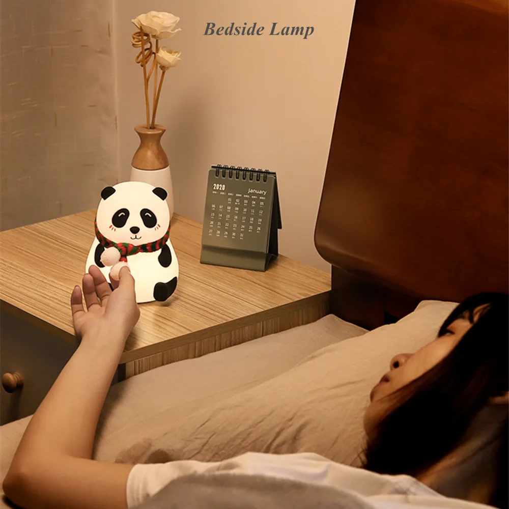 LED Night Light Dog Deer Rabbit Panda Lamp Touch Sensor Colorful USB Rechargeable Silicone  Animal Lamp for Children Baby Gift