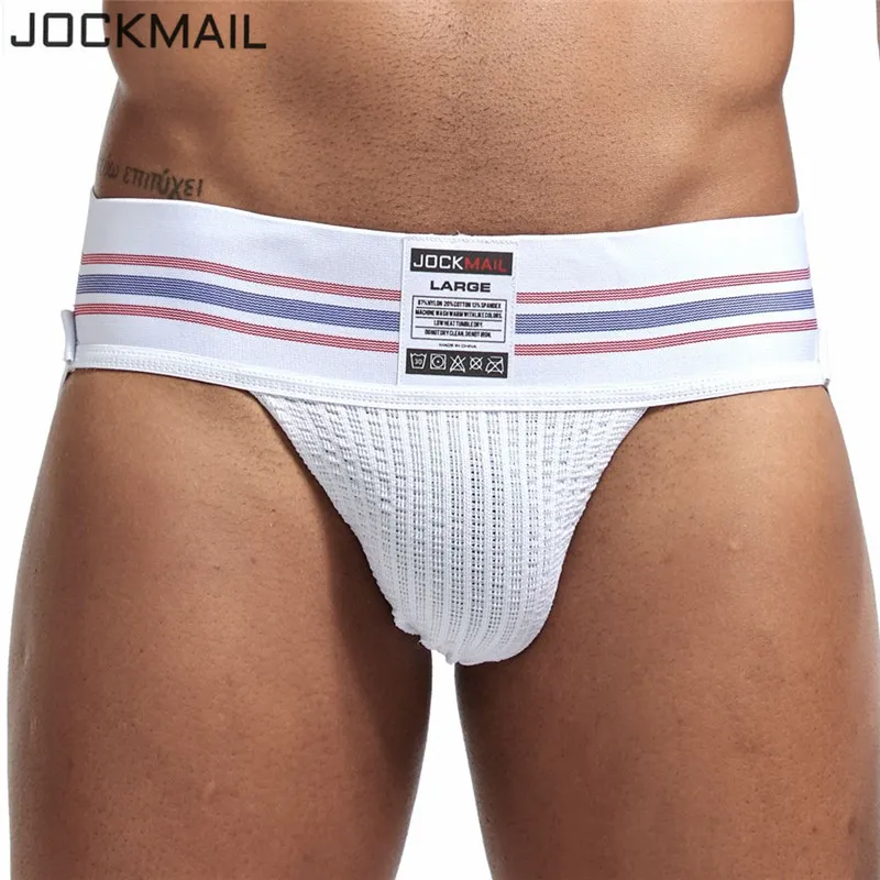 JOCKMAIL Mens thongs and g strings Wide Belt Breathable Elastic Big Bag Sports mens briefs jockstrap gay underwear tanga hombre