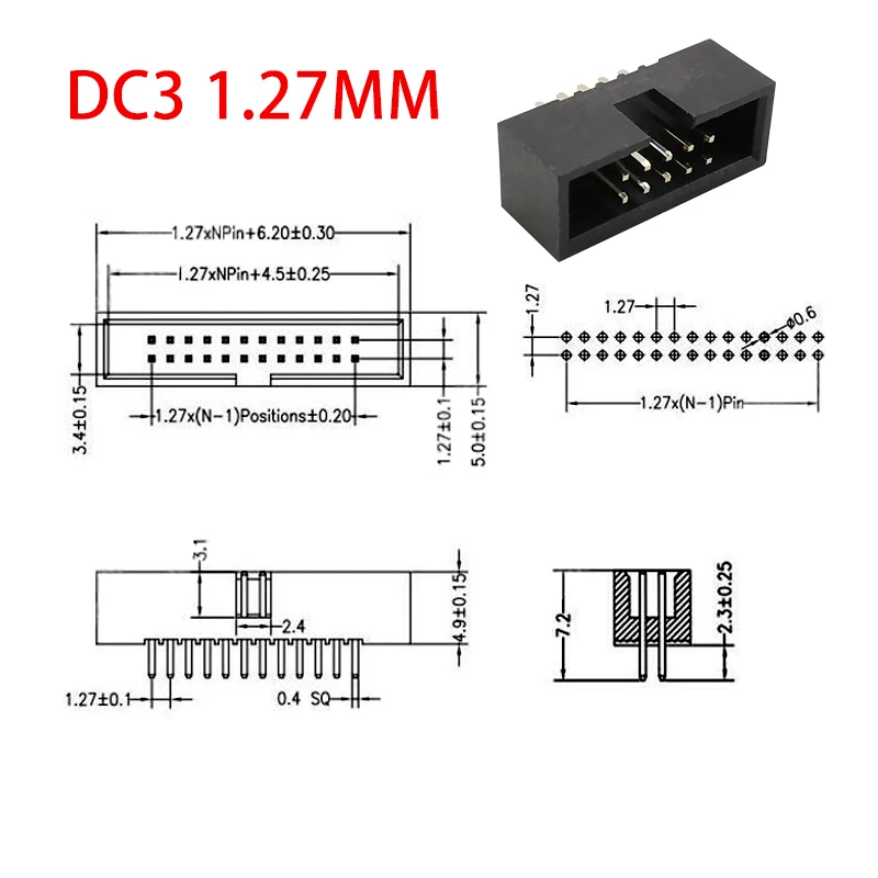 10Pcs DC3 Stecker DIP DC3 Header Pitch 1,27mm 2,0mm 2,54mm DC3 ISP Männlichen Buchse Gerade Pin doppel-abstand IDC JTAG Box Header