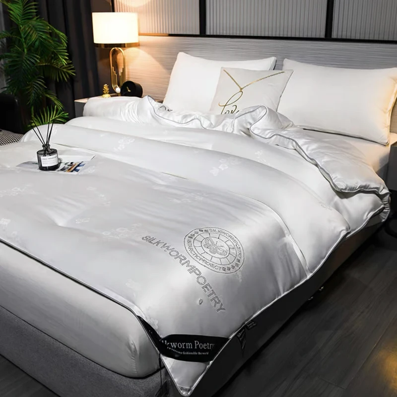 

GraspDream New High-end luxury 100% White Mulberry Silk Quilt Duvets Winter Thicken Keep warm Comforters King Queen Full Size