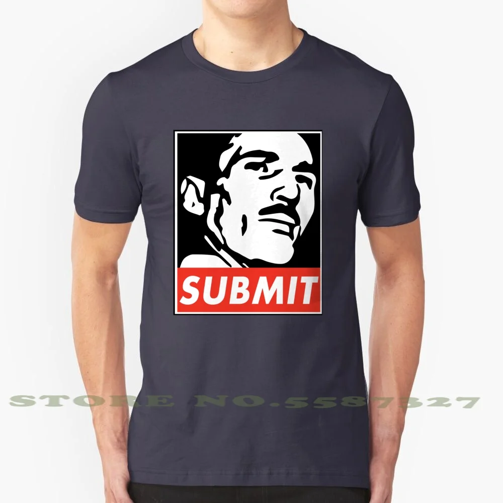 Helio Gracie Submit 100% Cotton T-Shirt Bjj Brazilian Jiu Jitsu Fight Athlete Grappling Submit Wrestling Exercise Workout