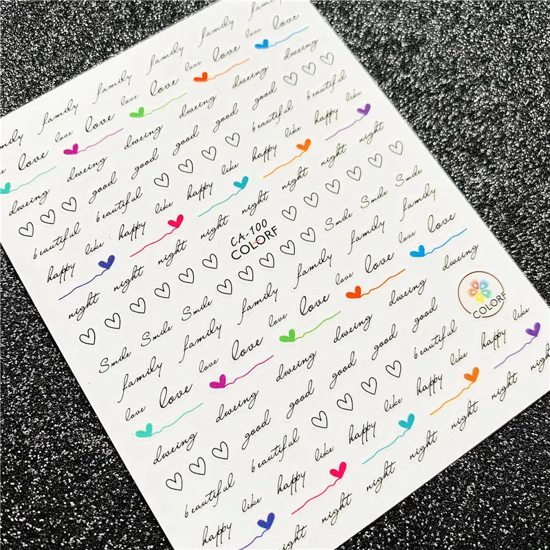 

CA series CA-100 English alphabet 3D Back glue Self-adhesive Nail art Nail sticker decoration tool Sliders For Nail Decals