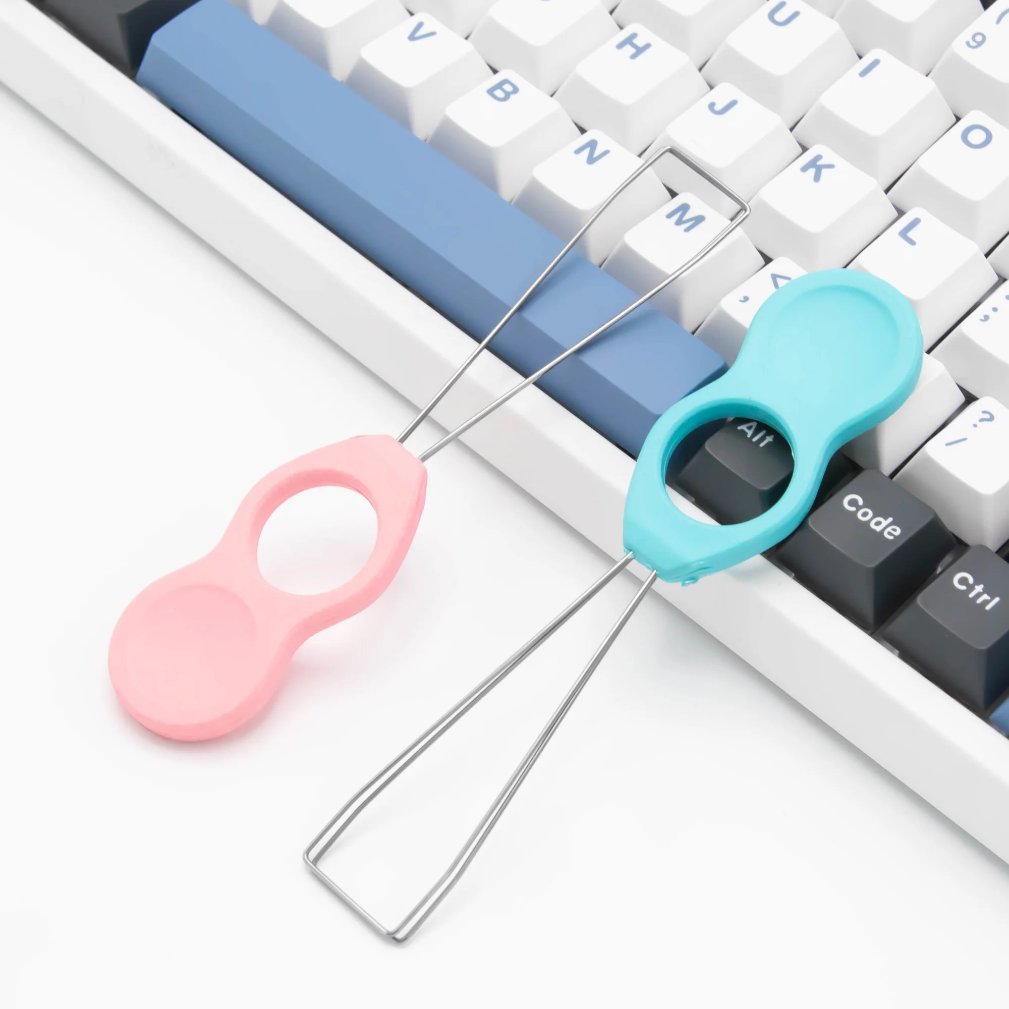 1ชิ้นโลหะ Keycap Puller คีย์บอร์ด Keycaps Remover สีชมพูเครื่องมือสีฟ้า