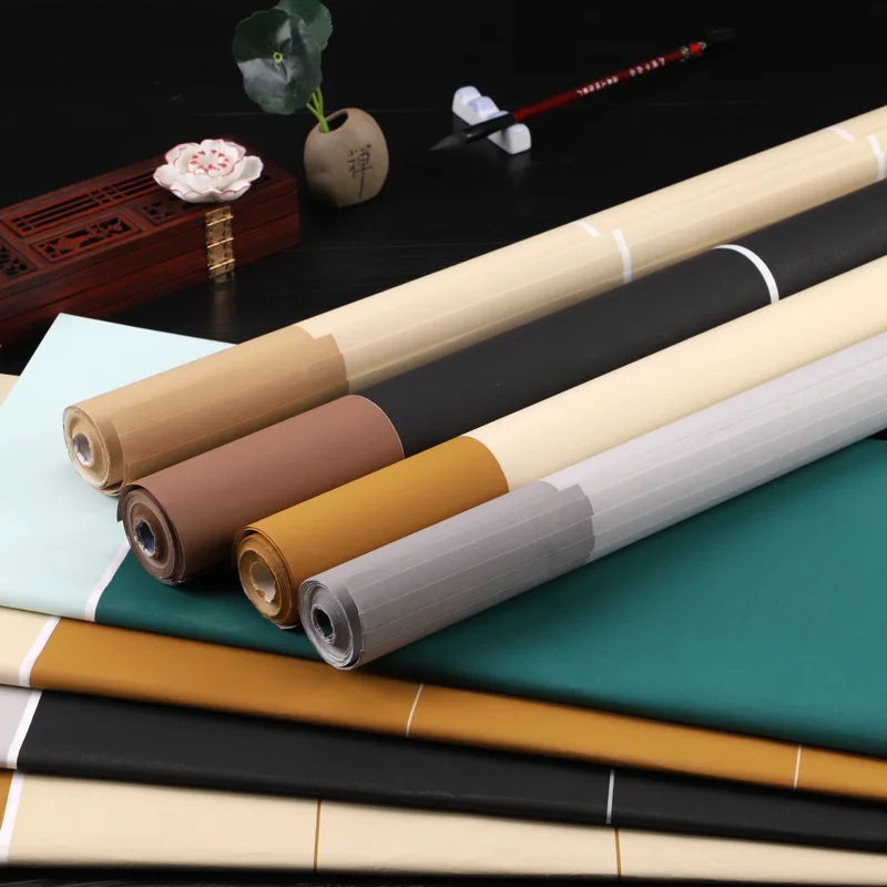 10 Sheets 97*180cm Six-feet Retro Batik Half-Ripe Rice Paper Brush Calligraphy Creation Works Splicing Screen Exhibition