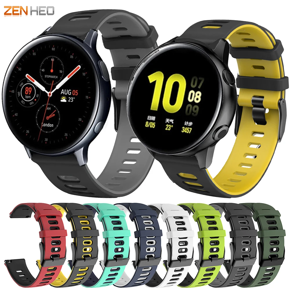 20mm Silicone Watchband For Samsung Galaxy Active 2 40mm 44mm Replacement Watch Strap For Garmin Forerunner 55 158 245 245M 645