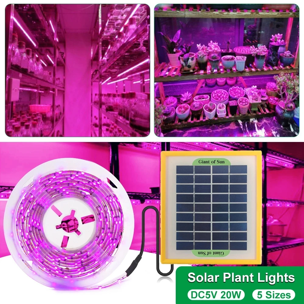 Solar Panel LED Grow Light Full Spectrum 5V Grow Light Strip 2835 LED Phyto Lamps For Plants Greenhouse Hydroponic Growing