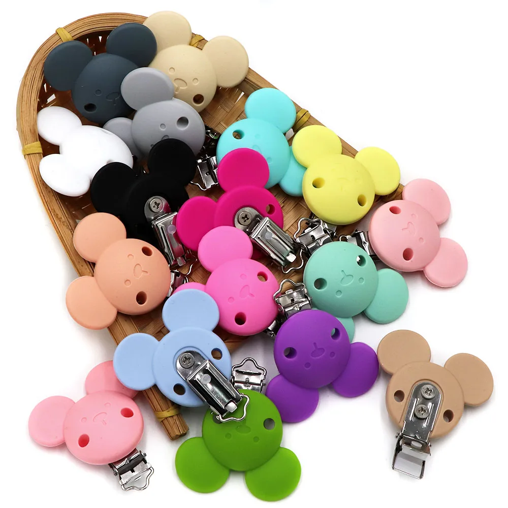 BOBO.BOX 1pc Perline di Silicone Mouse Ciuccio Pinze Accessori FAI DA TE Clip Per Bambini Catena Porta Capezzoli Succhietto Allattamento Clip di Silicone Giocattolo