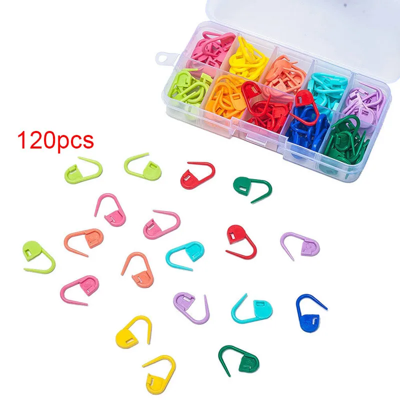 120 Pcs/Set Amazing Knitting Crochet Locking Stitch Needle Clip Markers Holder Tool Plastic B99