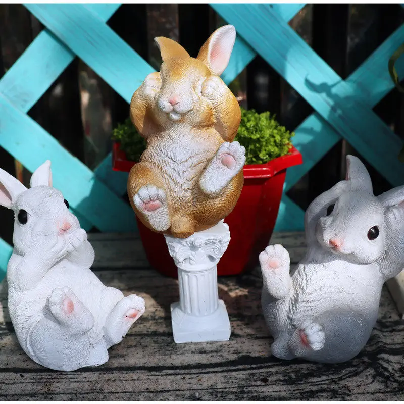 

Pastoral Simulation Animal Resin Rabbit Sculpture Ornaments Balcony Garden Kindergarten Figurines Crafts Courtyard Decoration